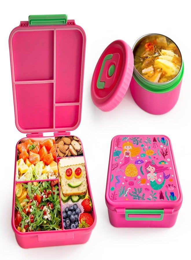 Doiaz Kidz Bento Lunch Box with Soup Thermo, 4 Compartments Lunch Box Containers Leak proof, Insulated Food Jar for Travel Picnic - Image 1